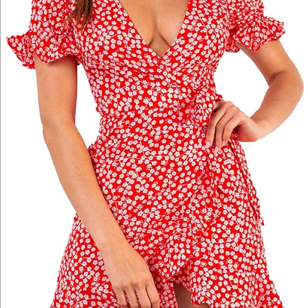 Flattering deep v-neck wrap dress